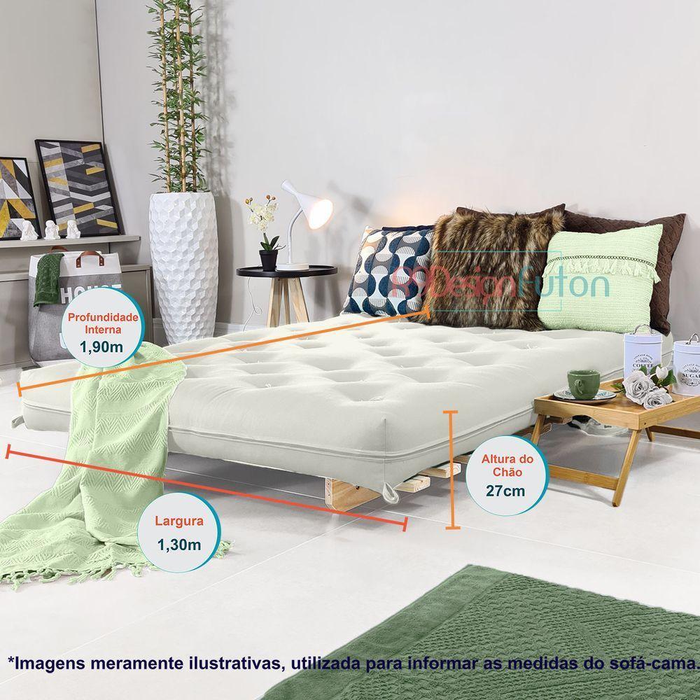 Sofa Cama Casal Futon Oriental Branco Off Acquablock Com Madeira Maciça - 8