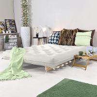 Sofa Cama Casal Futon Oriental Branco Off Acquablock Com Madeira Maciça - 2