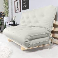 Sofa Cama Casal Futon Oriental Branco Off Acquablock Com Madeira Maciça - 6