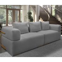 Sofá 4 Lugares Sala De Estar 240cm Willy S06 Linho Grigio - Mpozenato - 2