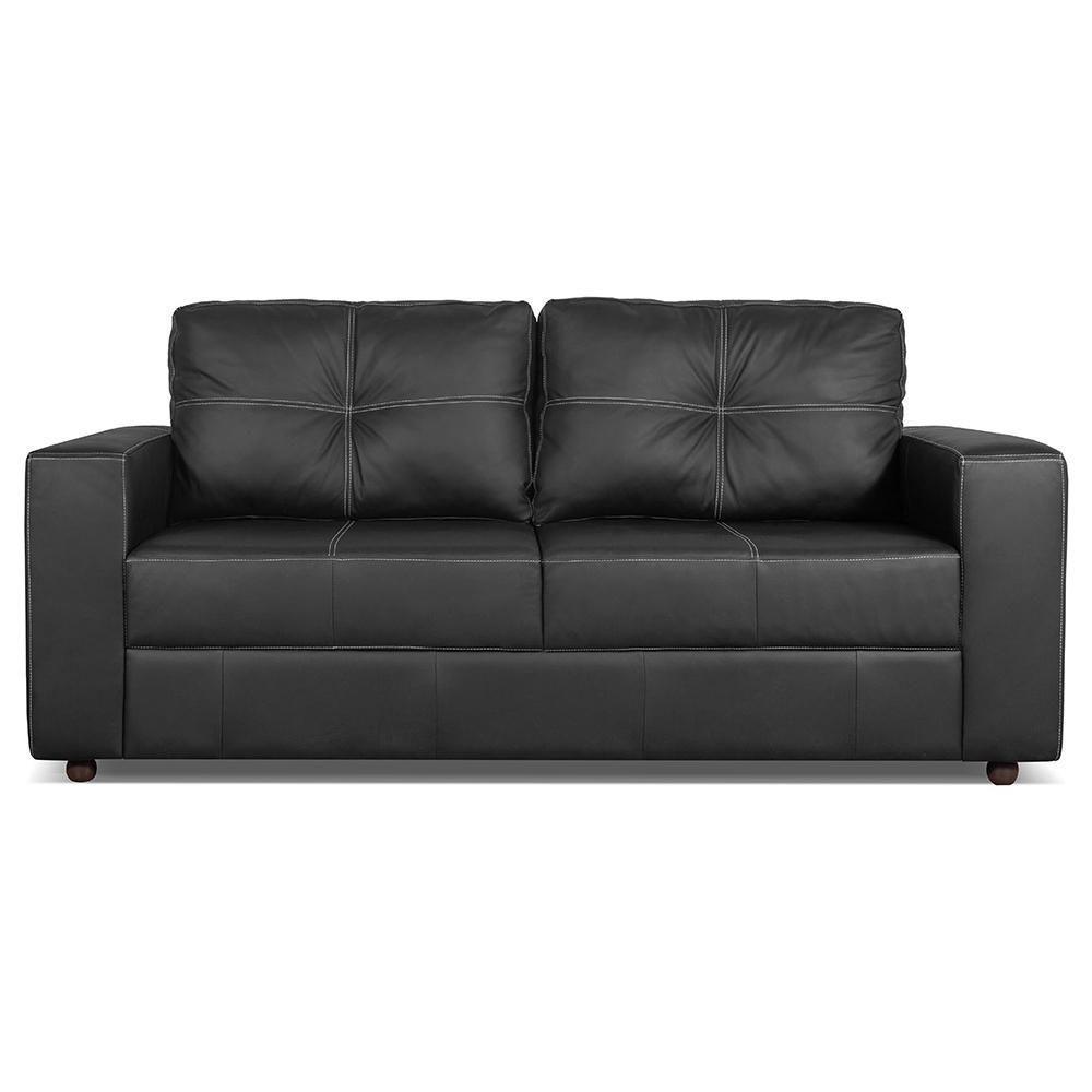 Sofá Living 2 Lugares Para Sala De Estar 160cm Licci L07 Couro Preto - Mpozenato - 5