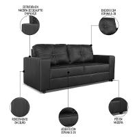 Sofá Living 2 Lugares Para Sala De Estar 160cm Licci L07 Couro Preto - Mpozenato - 6