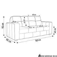 Sofá Living 2 Lugares Para Sala De Estar 160cm Licci L07 Couro Preto - Mpozenato - 7
