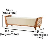 Banco Odara Ozki 180 Cm Madeira Eucalipto Cedro Tecido Bege Corda Redonda Rami - 3