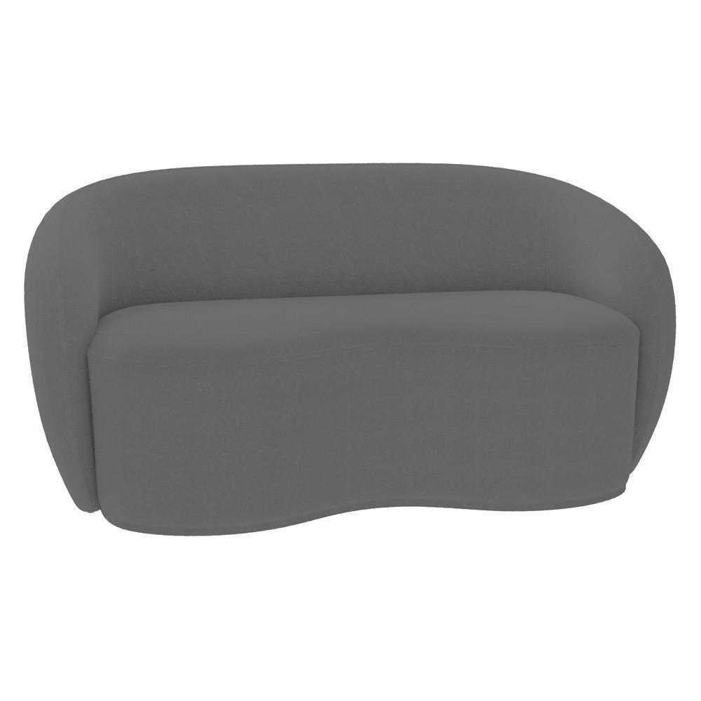 Sofá 3 Lugares Living 180cm E 1 Poltrona Giratória Garbin K04 Bouclê Cinza - Mpozenato - 10