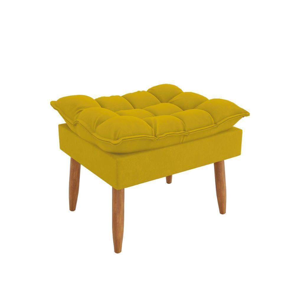 Kit 02 Poltronas + Sofá 2 Lugares Com Puff Opala Balaqui Amarelo - 8