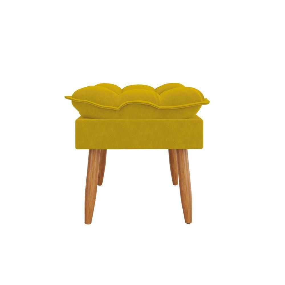 Kit 02 Poltronas + Sofá 2 Lugares Com Puff Opala Balaqui Amarelo - 9