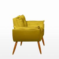 Kit 02 Poltronas + Sofá 2 Lugares Com Puff Opala Balaqui Amarelo - 3