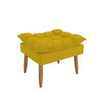 Kit 02 Poltronas + Sofá 2 Lugares Com Puff Opala Balaqui Amarelo - 8