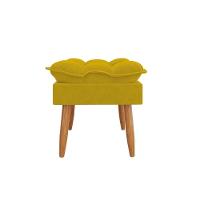 Kit 02 Poltronas + Sofá 2 Lugares Com Puff Opala Balaqui Amarelo - 9