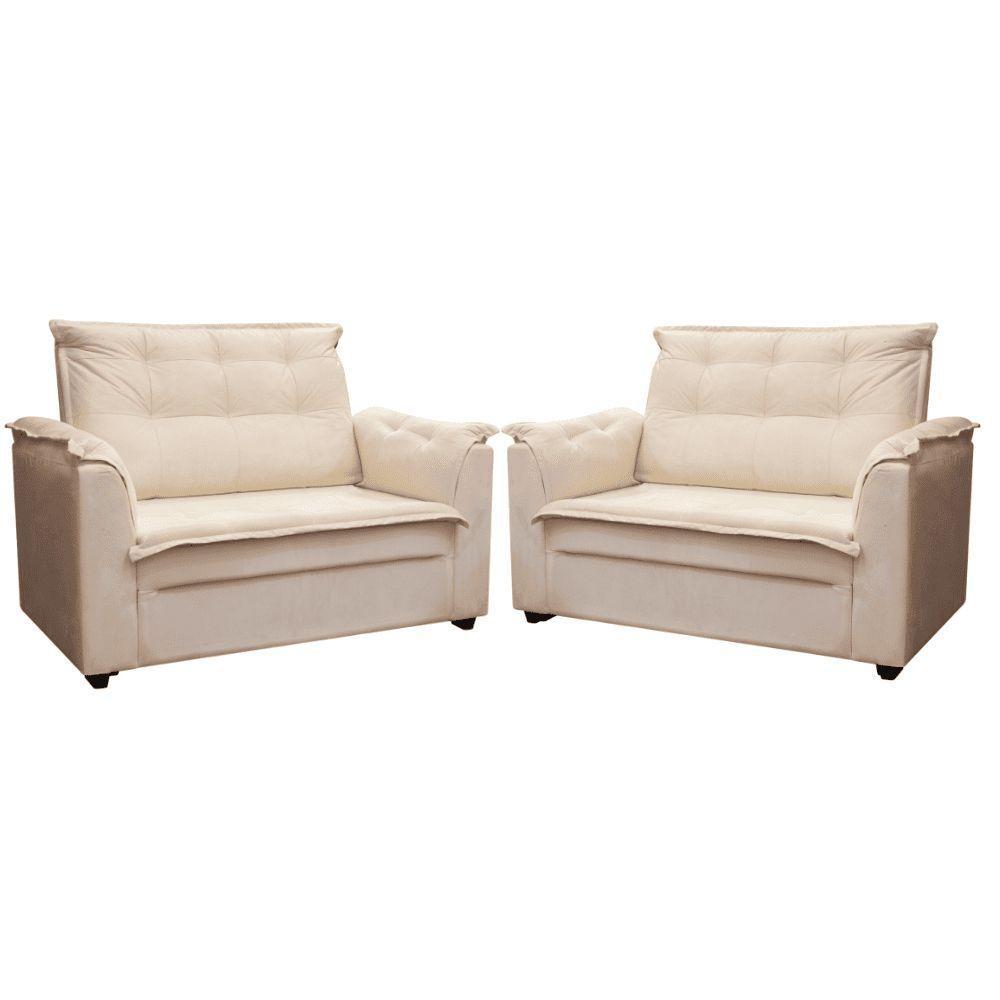 Kit 02 Sofás 2 Lugares Namoradeira Marrocos 1,40m Sala De Tv Estar Recepção Suede Bege Mabe Magazine - 2