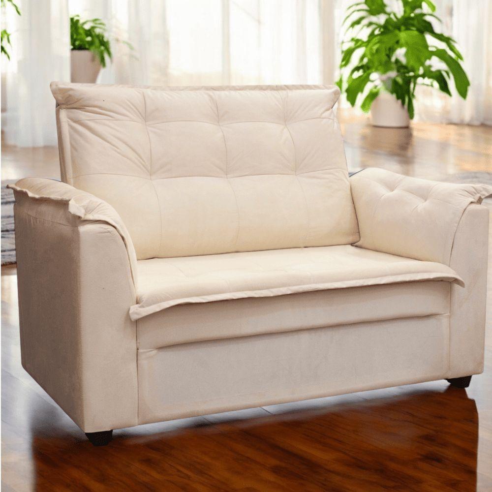 Kit 02 Sofás 2 Lugares Namoradeira Marrocos 1,40m Sala De Tv Estar Recepção Suede Bege Mabe Magazine - 3