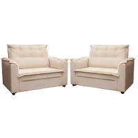 Kit 02 Sofás 2 Lugares Namoradeira Marrocos 1,40m Sala De Tv Estar Recepção Suede Bege Mabe Magazine - 2