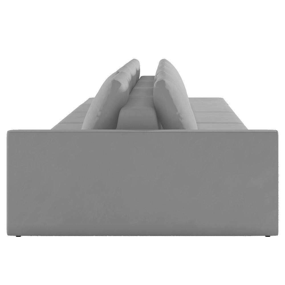Sofá Ilha Modular Com Puff Para Sala Living 432cm Georgia K04 Veludo Cinza - Mpozenato - 6
