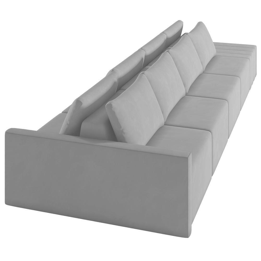 Sofá Ilha Modular Com Puff Para Sala Living 432cm Georgia K04 Veludo Cinza - Mpozenato - 8