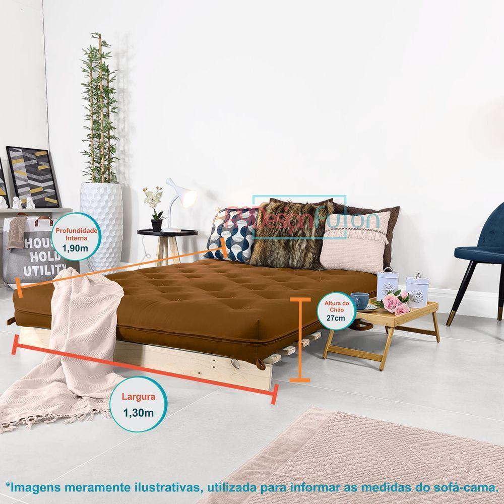 Futon Casal Tokio Sofa Cama Caramelo Com Madeira Maciça - 5