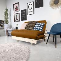 Futon Casal Tokio Sofa Cama Caramelo Com Madeira Maciça - 1