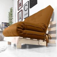 Futon Casal Tokio Sofa Cama Caramelo Com Madeira Maciça - 3