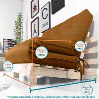 Futon Casal Tokio Sofa Cama Caramelo Com Madeira Maciça