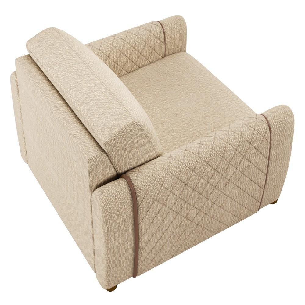 Conjunto Sofá 3 Lugares 223cm E Poltrona 98cm Amaranto M22 Linho Champanhe - Mpozenato - 7