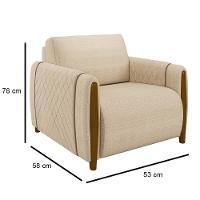 Conjunto Sofá 3 Lugares 223cm E Poltrona 98cm Amaranto M22 Linho Champanhe - Mpozenato - 3