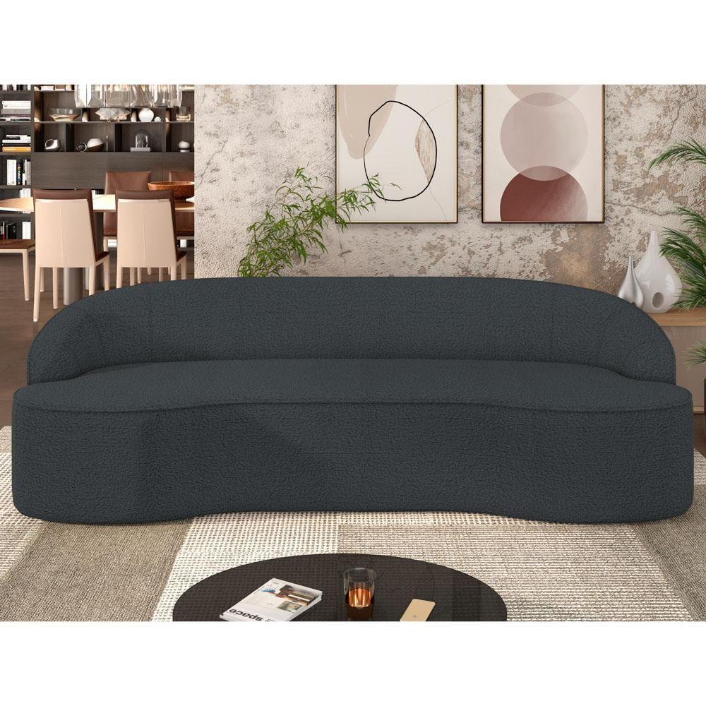 Sofá 3 Lugares Para Sala De Estar Living 210cm Theo D06 Bouclê Cinza Escuro - Mpozenato - 2