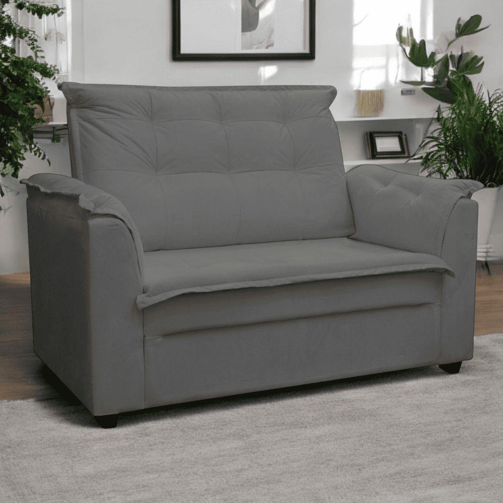 Kit 04 Sofás 2 Lugares Namoradeira Marrocos 1,40m Sala De Tv Estar Recepção Suede Cinza Mabe Magazine - 4