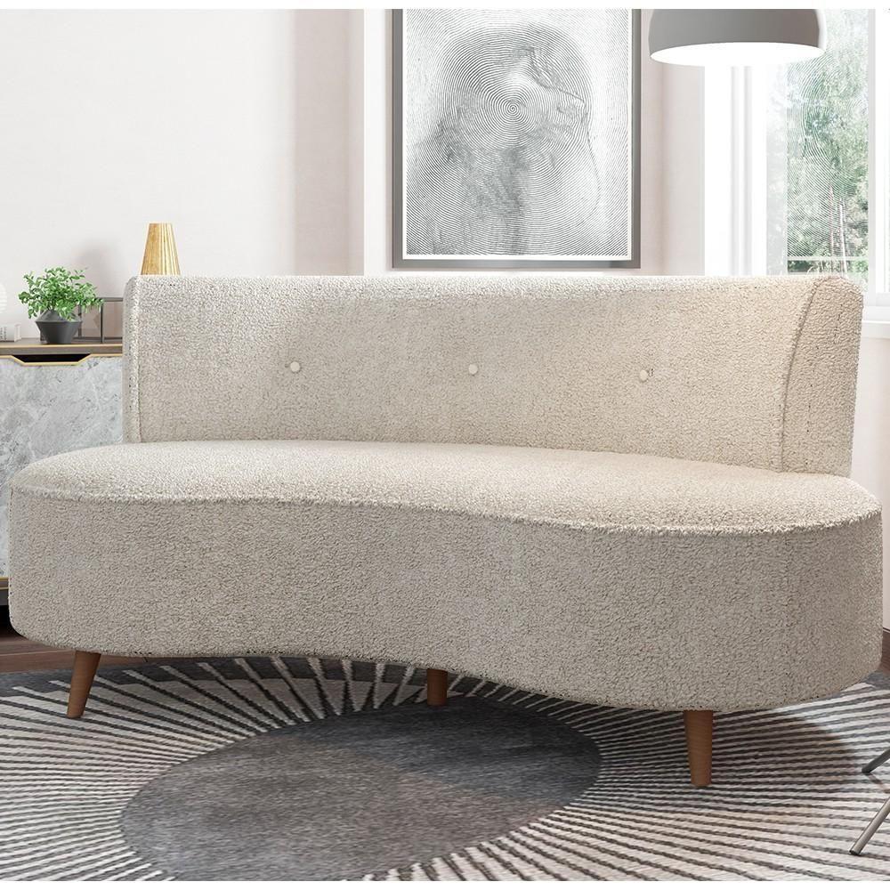 Sofá 2 Lugares Para Sala Living 135cm Pés Palito Korah K04 Boucle Bege - Mpozenato - 3