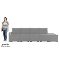 Sofá Ilha Modular Com Puff Para Sala Living 392cm Georgia K04 Veludo Cinza - Mpozenato - 5
