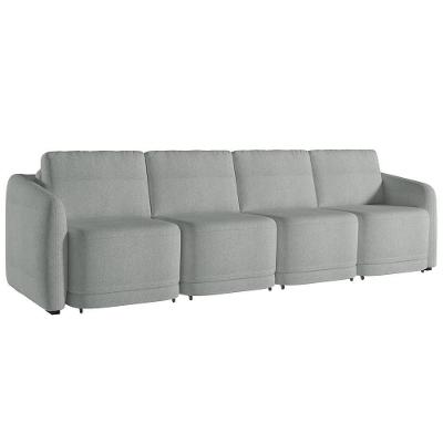 Sofá Cama Casal Para Sala 356cm Polska K04 Bouclê Cinza Claro - Mpozenato