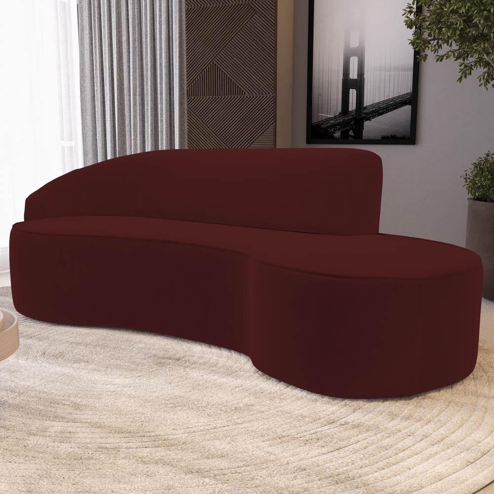 Sofá Living 3 Lugares 260cm Braço Esquerdo Mozart D06 Veludo Vermelho - Mpozenato - 2