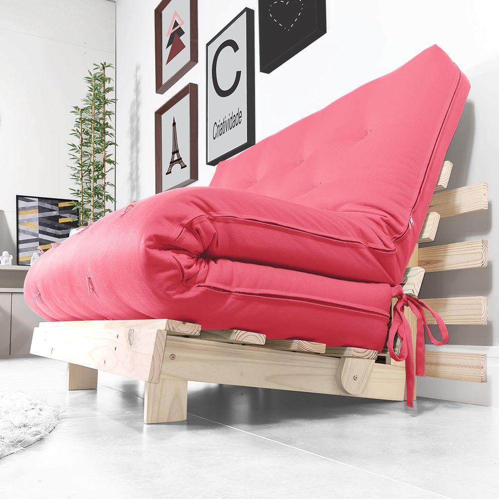 Futon Casal Tokio Sofa Cama Goiaba Com Madeira Maciça - 6