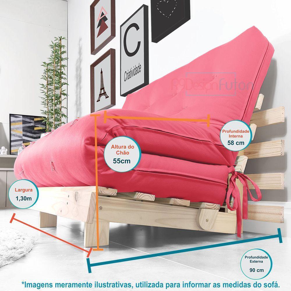 Futon Casal Tokio Sofa Cama Goiaba Com Madeira Maciça - 7