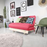 Futon Casal Tokio Sofa Cama Goiaba Com Madeira Maciça - 1