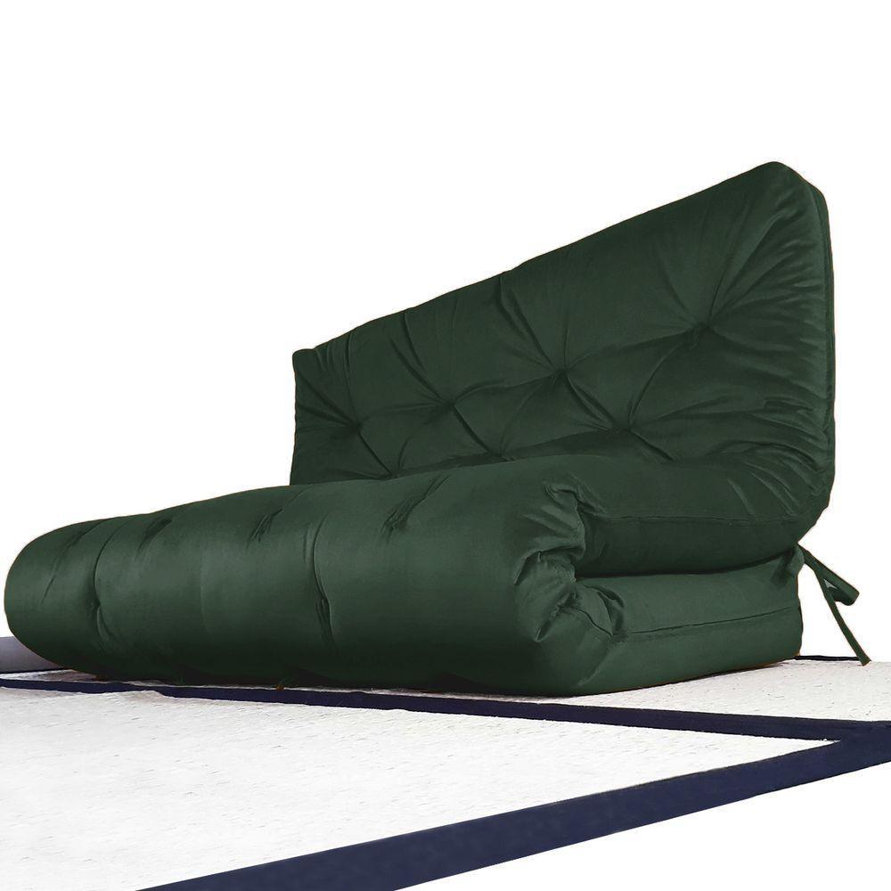 Futon Sofa Cama Casal D33 Tendencia Oriental Verde Militar - 1