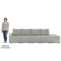 Sofá Ilha Modular Com Puff Para Sala Living 432cm Georgia K04 Linho Cinza - Mpozenato - 5