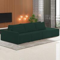 Sofá Ilha Modular Com Puff Para Sala Living 342cm Georgia K04 Veludo Verde - Mpozenato - 2