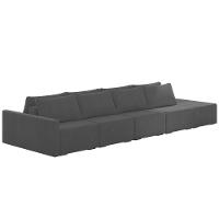 Sofá Ilha Modular Com Puff Para Sala Living 432cm Georgia K04 Veludo Cinza Escuro - Mpozenato - 1
