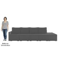 Sofá Ilha Modular Com Puff Para Sala Living 432cm Georgia K04 Veludo Cinza Escuro - Mpozenato - 5