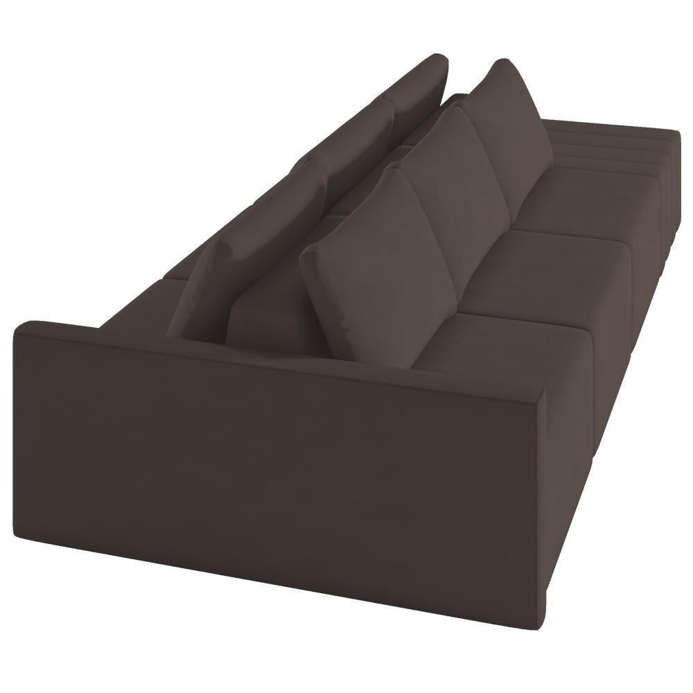 Sofá Ilha Modular Com Puff Para Sala Living 342cm Georgia K04 Veludo Marrom - Mpozenato - 8