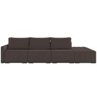 Sofá Ilha Modular Com Puff Para Sala Living 342cm Georgia K04 Veludo Marrom - Mpozenato - 7