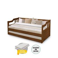 Sofá Cama Solteiro Com Cama Auxiliar Madeira Com 2 Colchões Atraente - Castanho - Marrom - 2