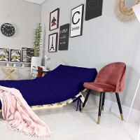 Sofa Cama Casal Futon Oriental Azul Royal Acquablock Com Madeira Maciça - 7