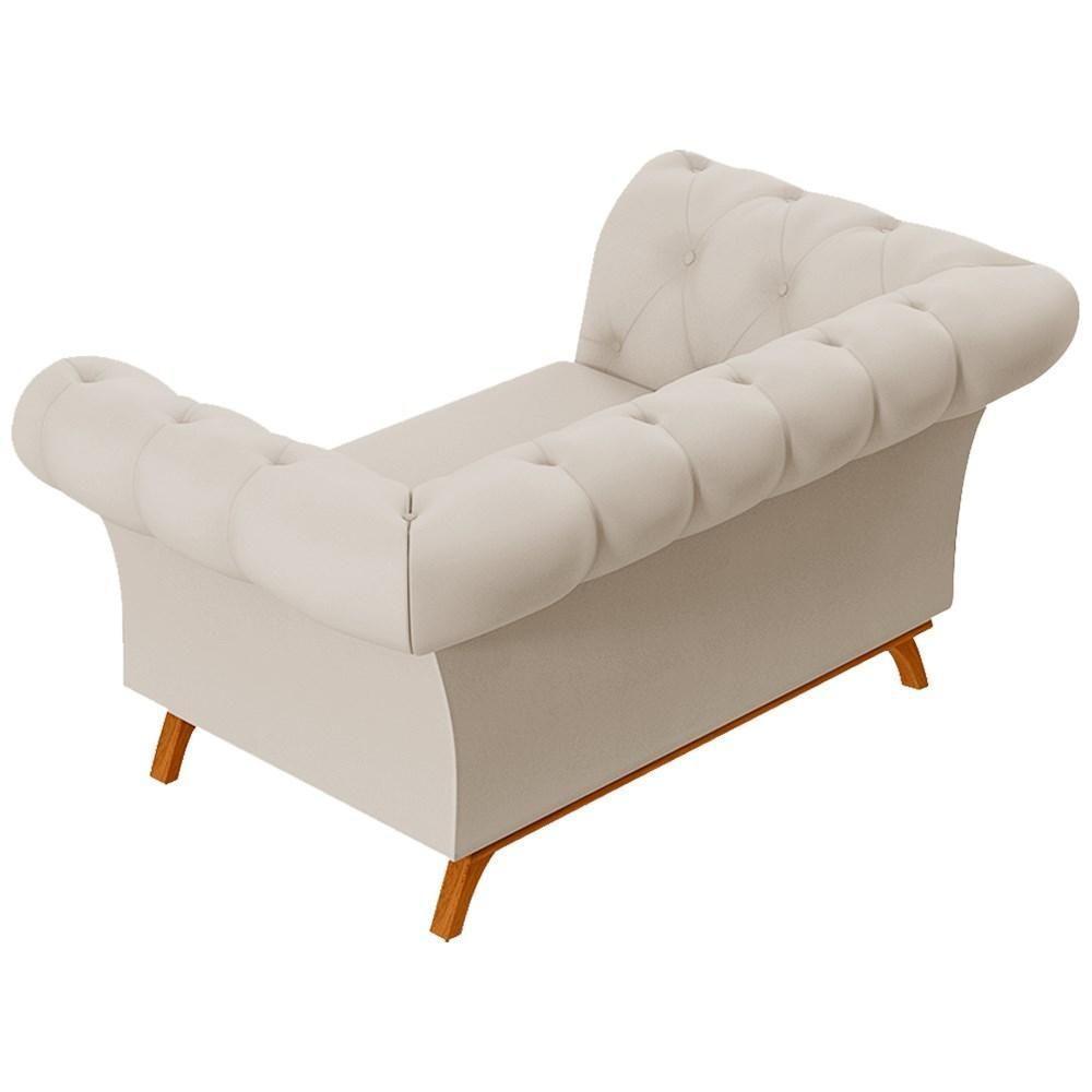 Sofá Para Sala De Estar 150cm 1 Lugar Base Madeira Império C-26 Corano Bege - Domi - 4
