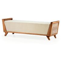 Banco Odara Ozki 160 Cm Madeira Eucalipto Cedro Tecido Bege Corda Redonda Rami - 1