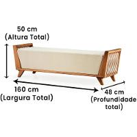 Banco Odara Ozki 160 Cm Madeira Eucalipto Cedro Tecido Bege Corda Redonda Rami - 6