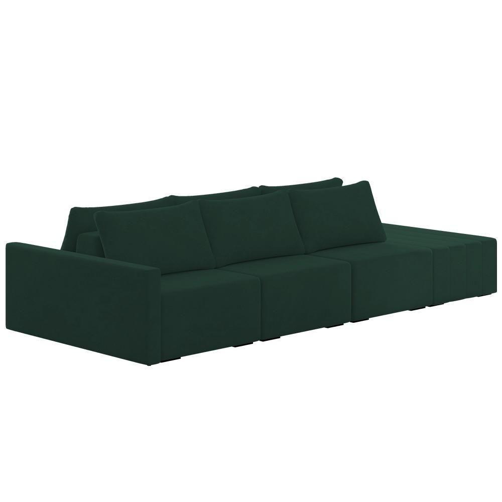 Sofá Ilha Modular Com Puff Para Sala Living 312cm Georgia K04 Veludo Verde - Mpozenato - 1