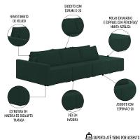 Sofá Ilha Modular Com Puff Para Sala Living 312cm Georgia K04 Veludo Verde - Mpozenato - 3