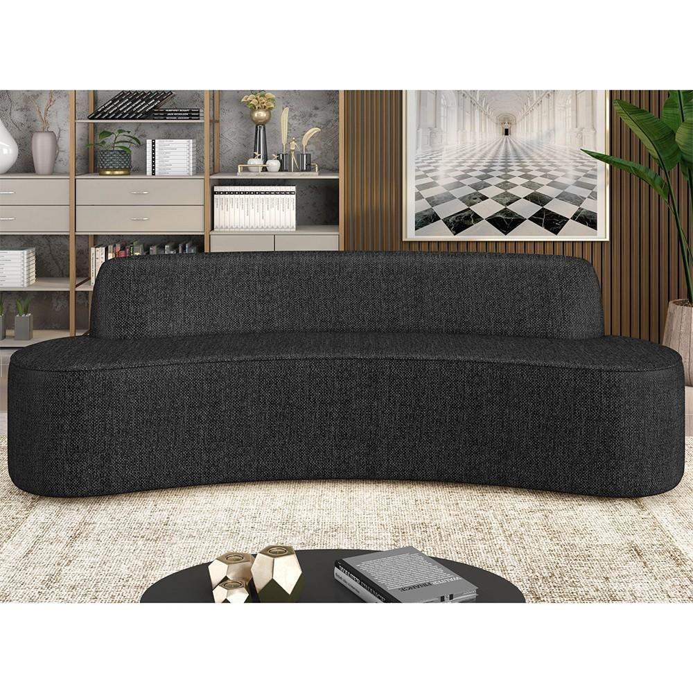 Sofá 4 Lugares Para Sala De Estar Living 260cm Koane D06 Linho Preto - Mpozenato - 2