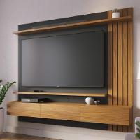 Painel Para Tv 70 Pol Com Bancada Suspensa 180cm Will C04 Noce Milano Preto Fosco - Lyam Decor - 2
